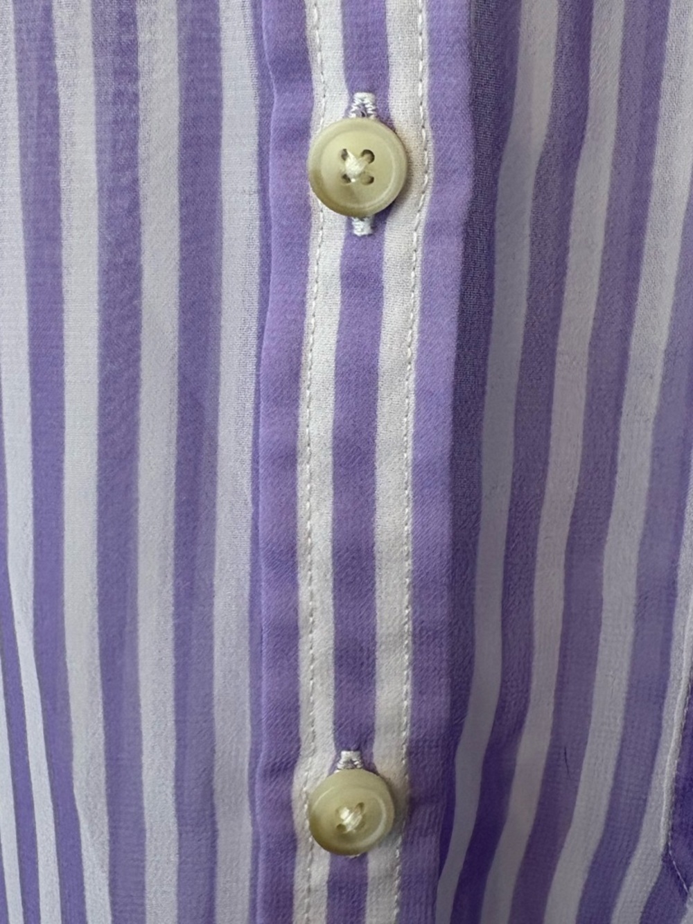 American Eagle Purple & White Striped Button Down Shirt Semi Sheer Size Large - Picture 9 of 15